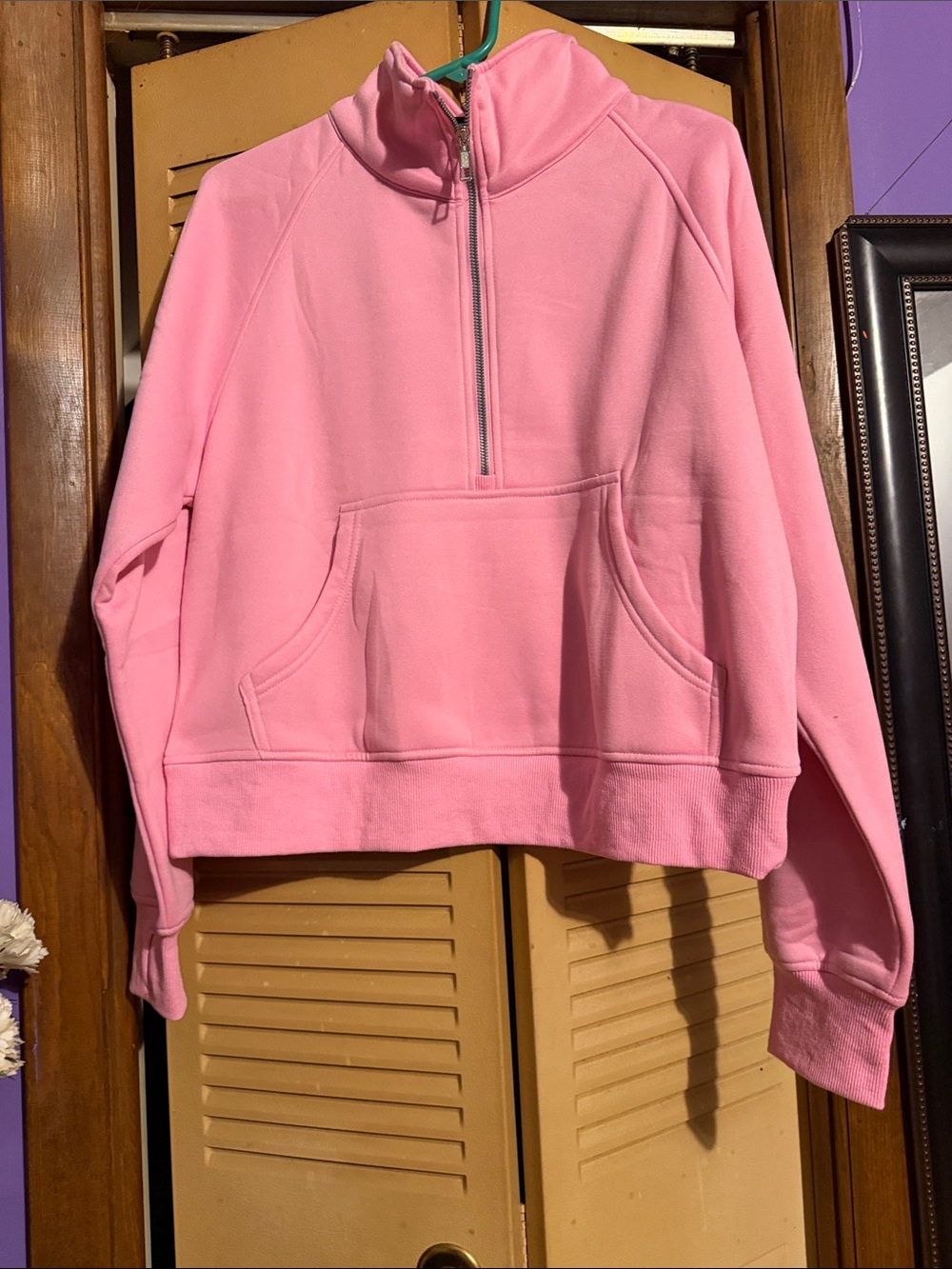 Cozy Pink Half-Zip Turtleneck Pullover Sweater